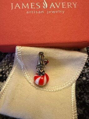 James Avery Red and White Gnome Bead Charm